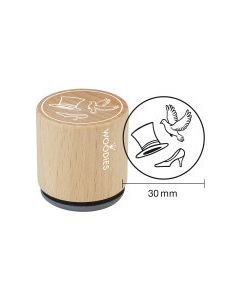 Woodies Motivestempel - Zylinder-Taube-Brautschuh - W-18005